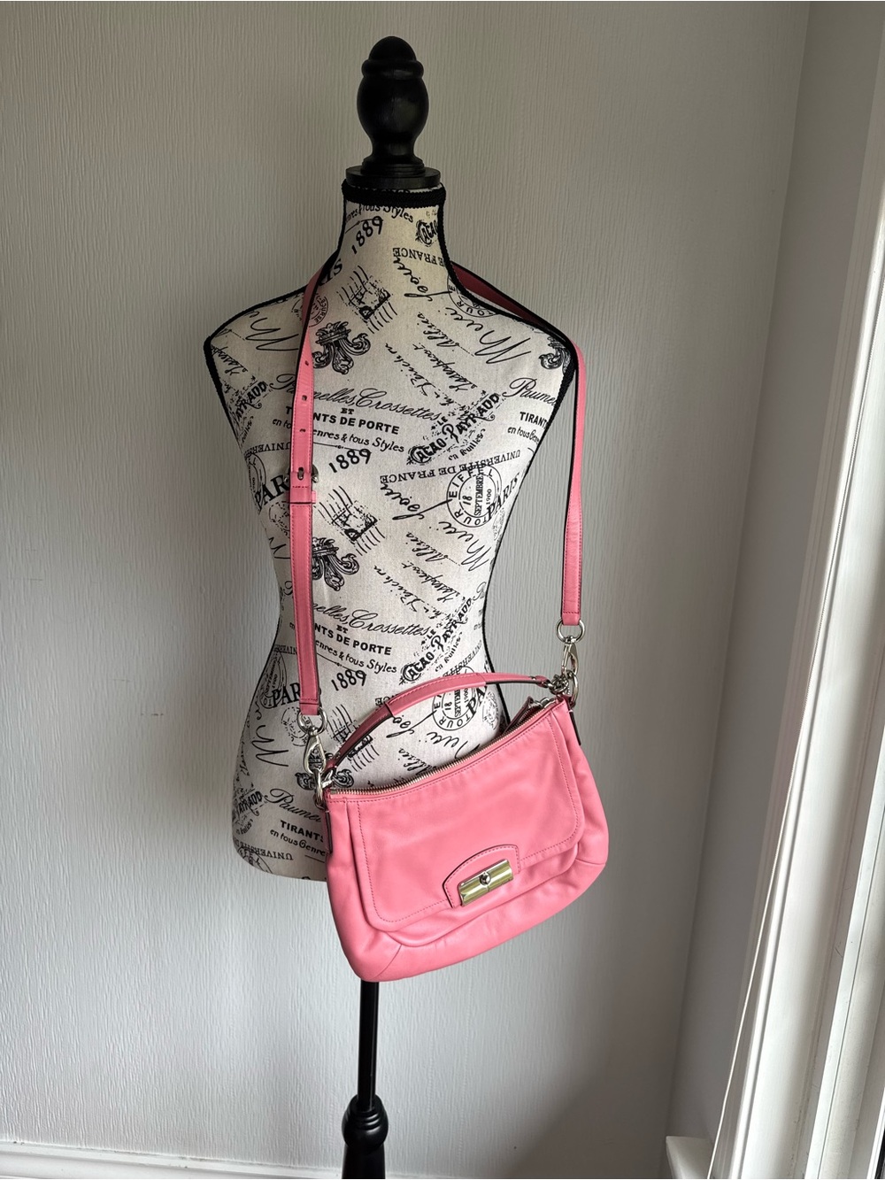 Coach Pink Leather Crossbody Bag with Silver Hardware